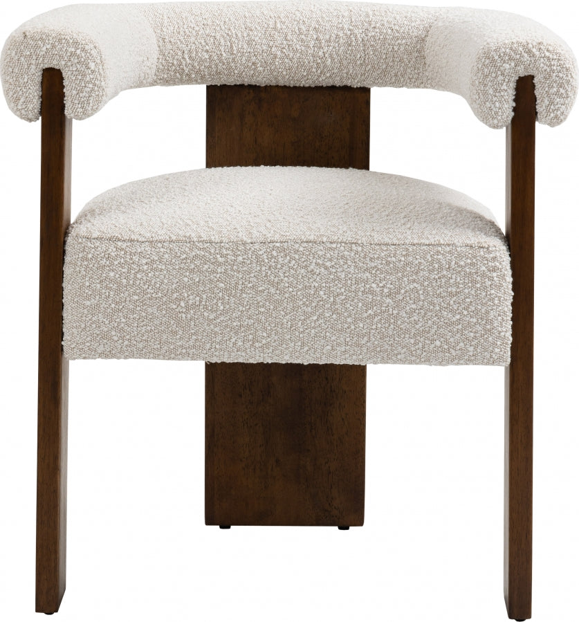 Barrel Wood Boucle  Dining Chair