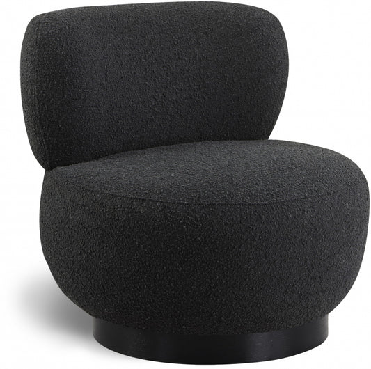 Calis Black Boucle Swivel Accent Chair
