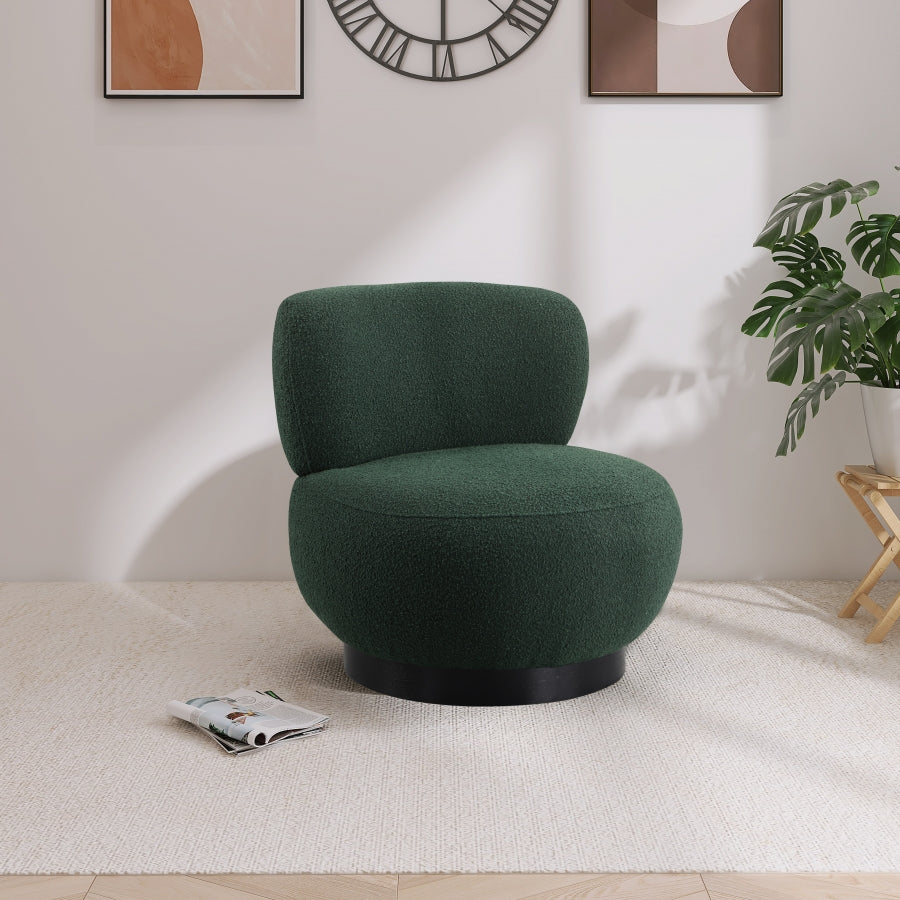 Calis Green Boucle Swivel Accent Chair