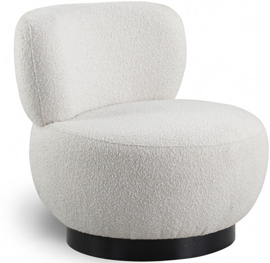 Calis Cream Boucle Swivel Accent Chair