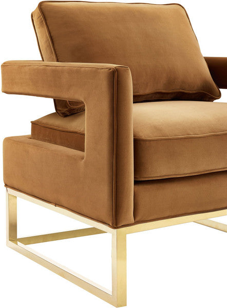 Ari Cognac Velvet Accent Chair