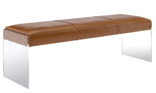Ivy Brown Leather/Acrylic Bench