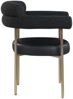 Batik Black Boucle and Faux Leather  Dining Chair