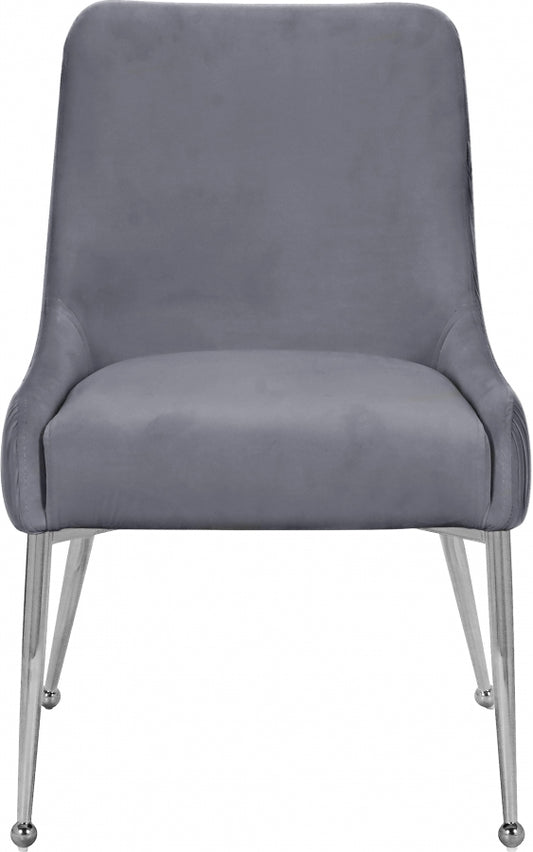 Cora Pleated Grey Velvet Dining Chair