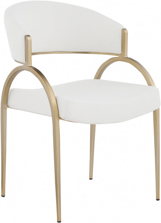 Livit White  Brass Linen Dining Chair
