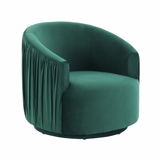 Paris Forest Green Pleated Swivel Accent Chair