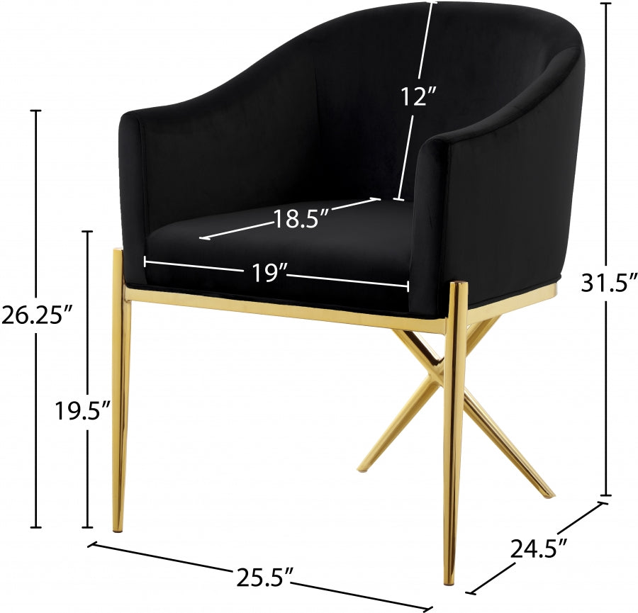 Calibur Black Velvet Dining Chair