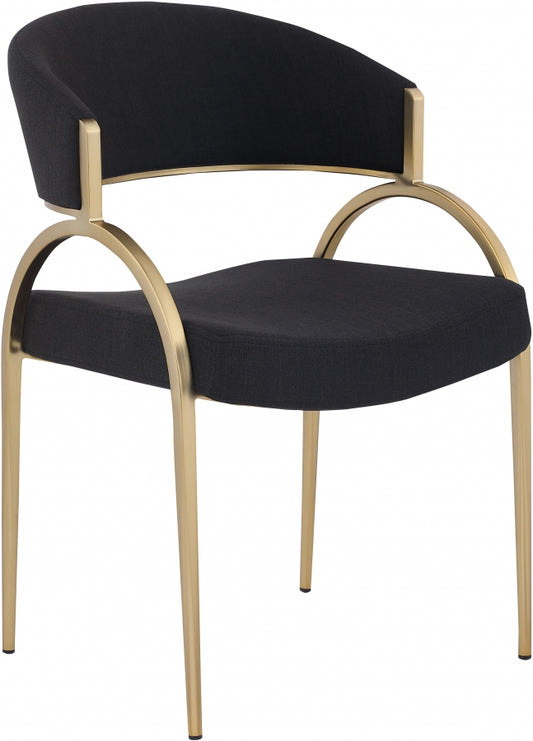 Livit Grey Black Brass Linen Dining Chair