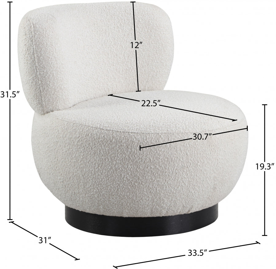 Calis Cream Boucle Swivel Accent Chair