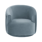 Paris Blue Pleated Swivel Accent Chair