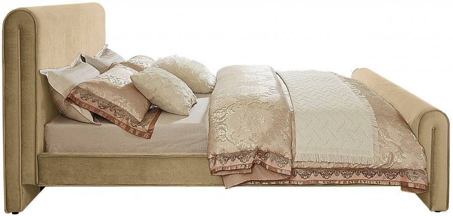 Gigi Camel Velvet Queen Bed
