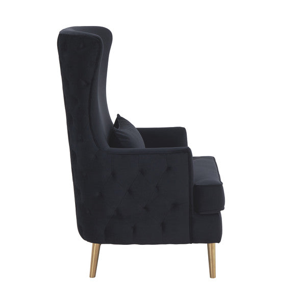 Aline Black Tall Tufted Back Accent Chair
