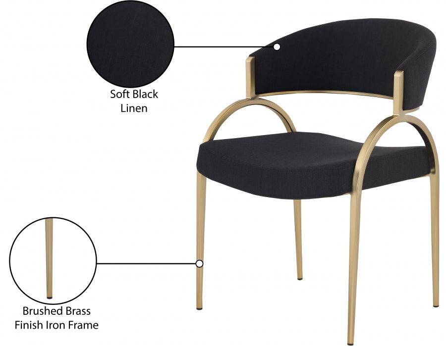 Livit Grey Black Brass Linen Dining Chair