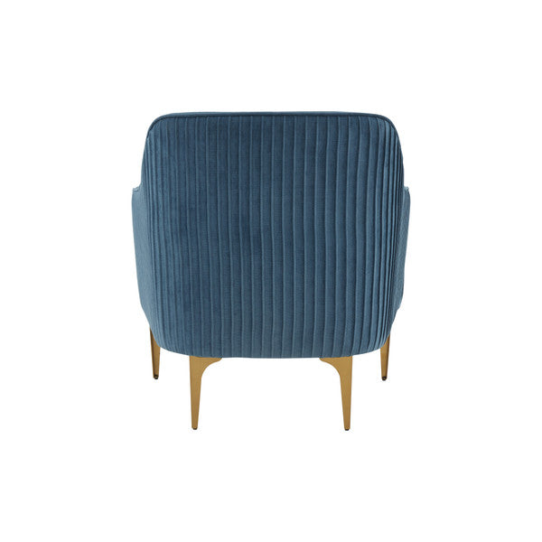 Sena Blue Velvet Accent Chair with Brass Legs