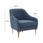 Sena Blue Velvet Accent Chair with Brass Legs