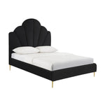 Lanka Black Velvet Queen Bed