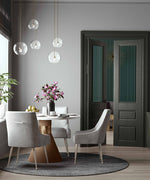 Cora Pleated Light Grey Velvet Dining Chair