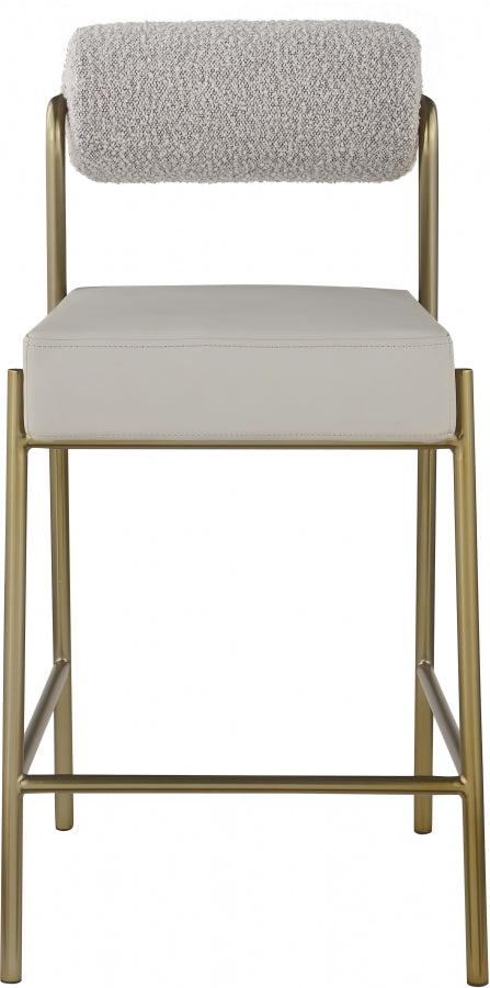 Solana Taupe Boucle & Faux Leather Counter Stool