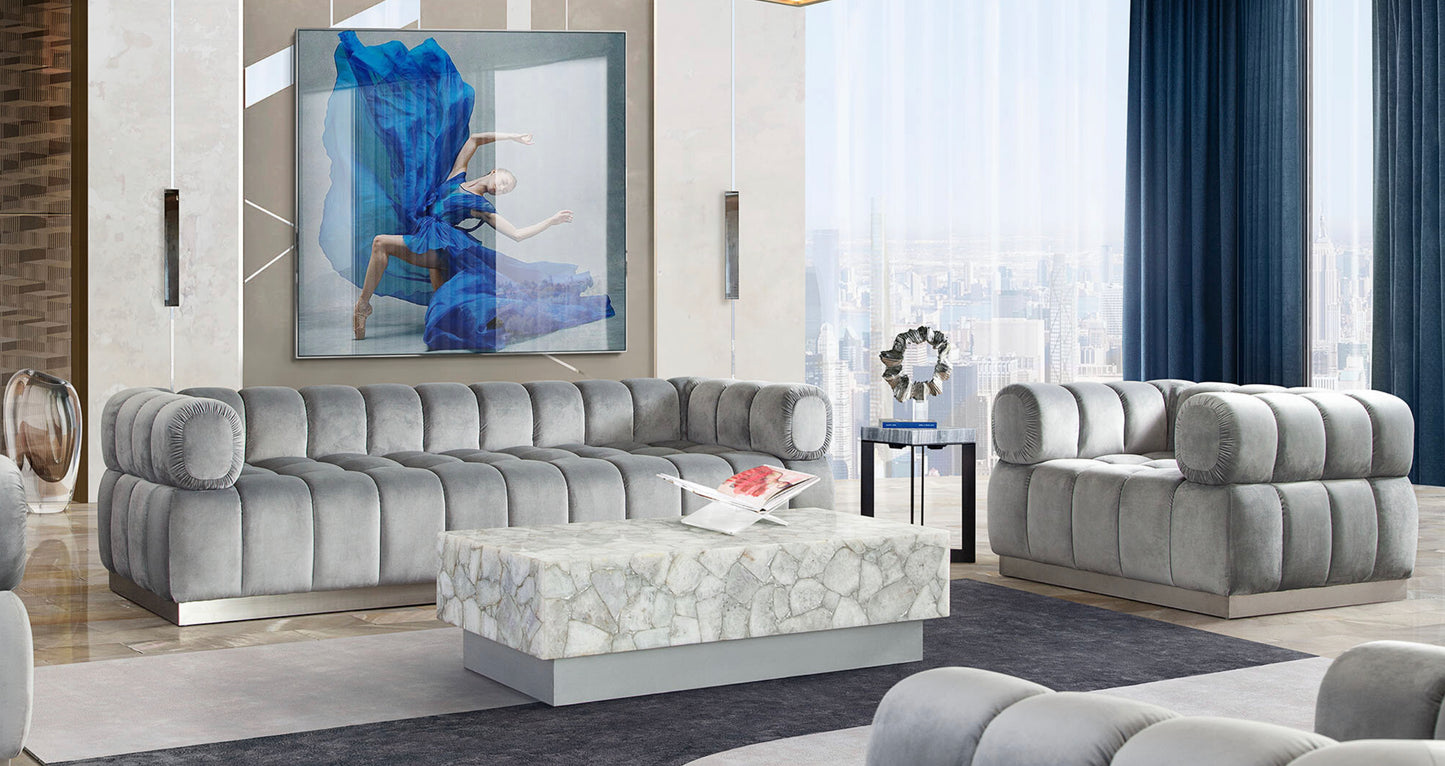 Velour Velvet Grey Sofa