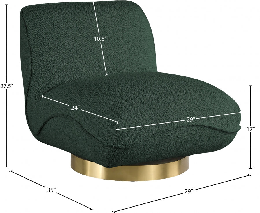 Hanna Green Boucle Swivel Accent Chair