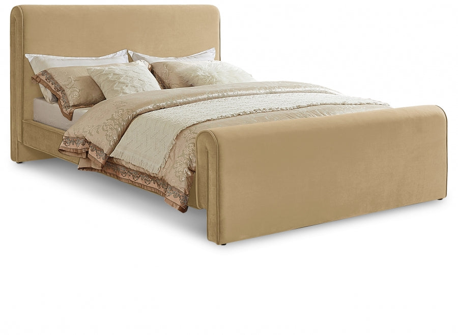 Gigi Camel Velvet King Bed