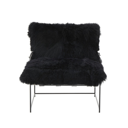 Cami Black Genuine Sheepskin Accent Chair