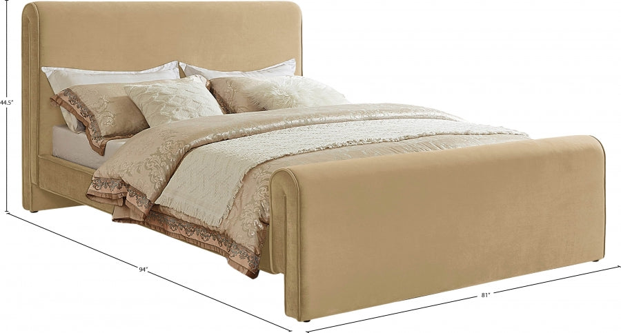 Gigi Camel Velvet King Bed
