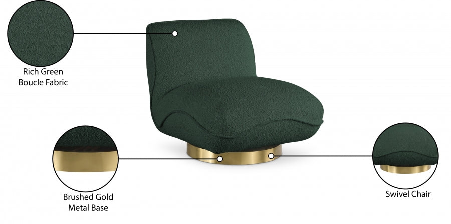 Hanna Green Boucle Swivel Accent Chair