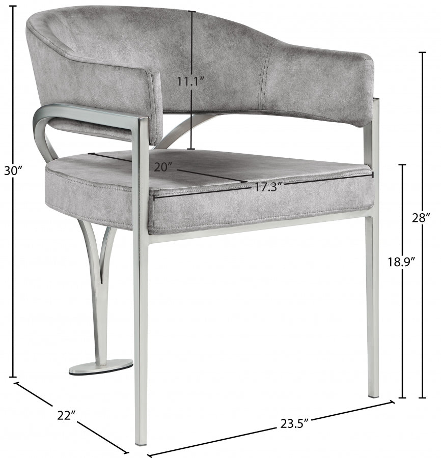 Milan Silver Lining Leather Dining Chair