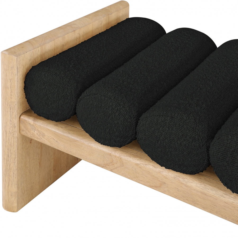 Vlad Black Boucle Fabric Bench