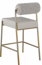 Solana Taupe Boucle & Faux Leather Counter Stool