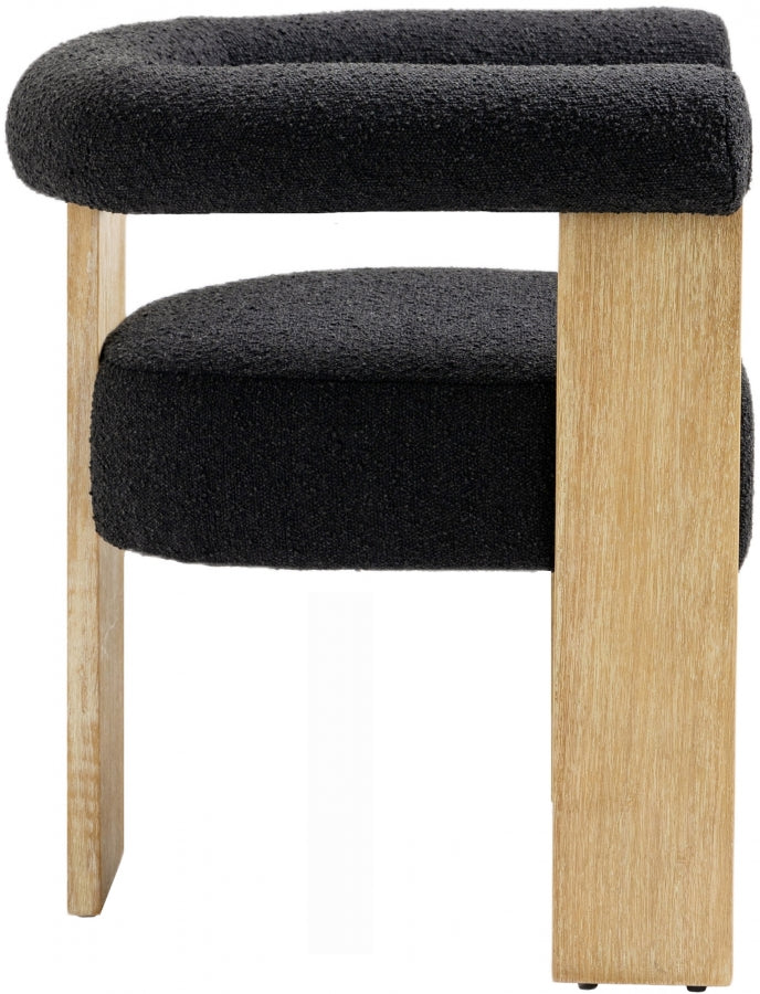 Barrel Boucle Black Dining Chair