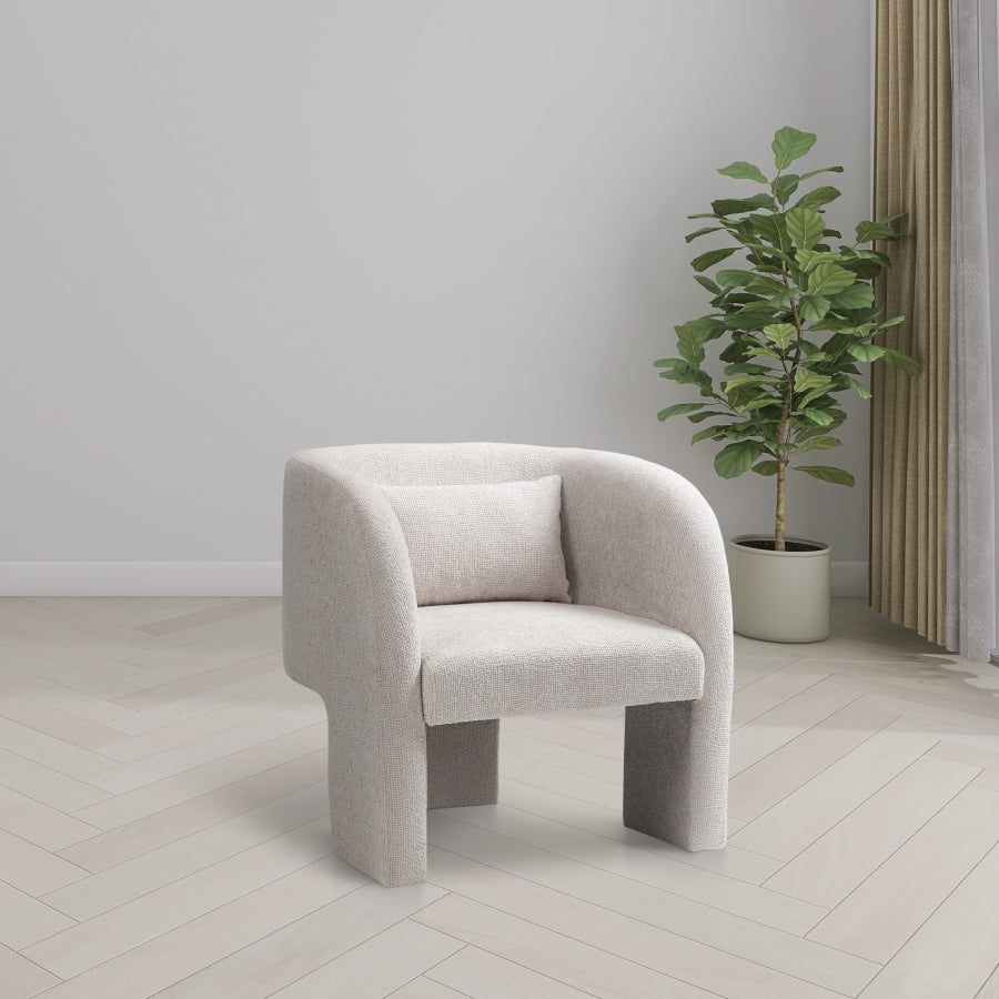 Lawyer Cream Chenille Fabric Accent Chair