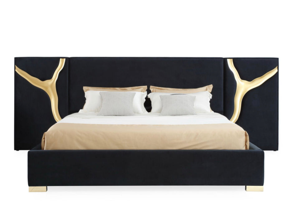 Aspen Black Bonded Leather Queen Bed