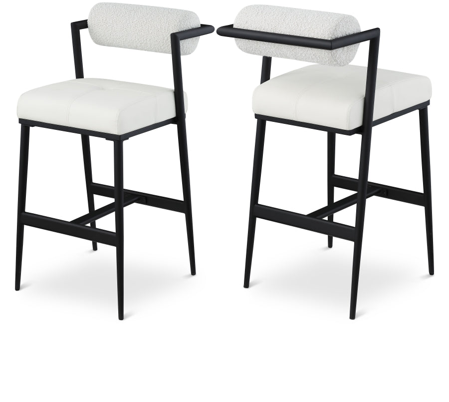 Riker Cream Boucle Faux Leather Bar / Counter Stools