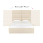 Alana Cream Velvet King Bed with Wings