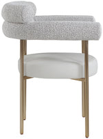 Batik Cream Boucle and Faux Leather  Dining Chair