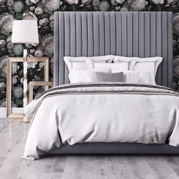 Belle Grey Velvet Queen Bed