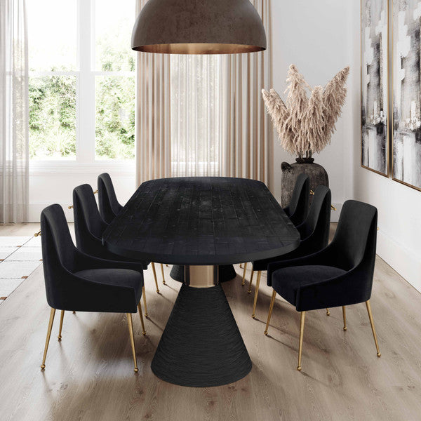 Nora Black Rope Oval Dining Table