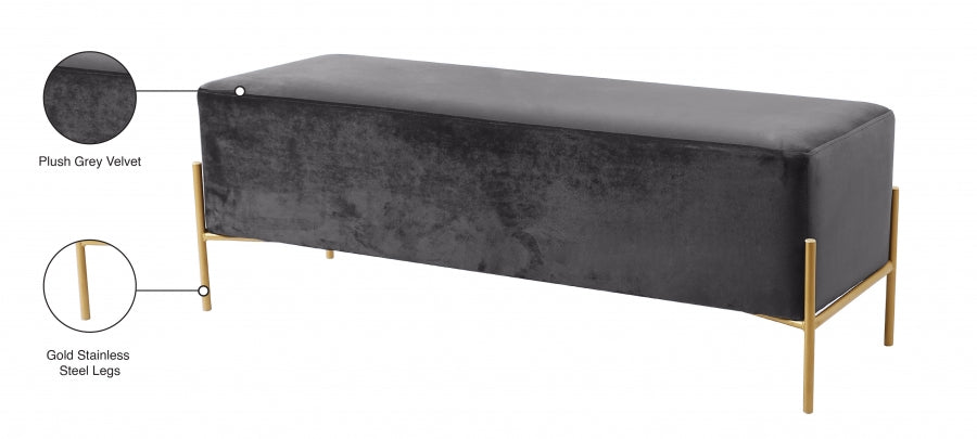 Isi Grey Velvet Bench