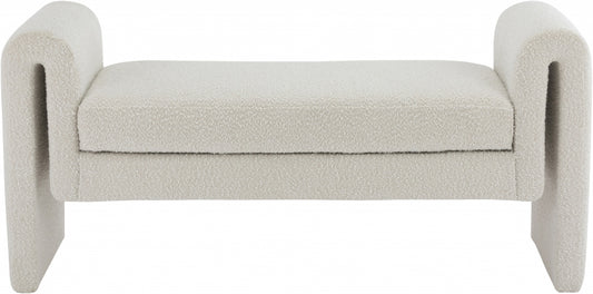 ILA Cream Boucle Fabric 51" Bench