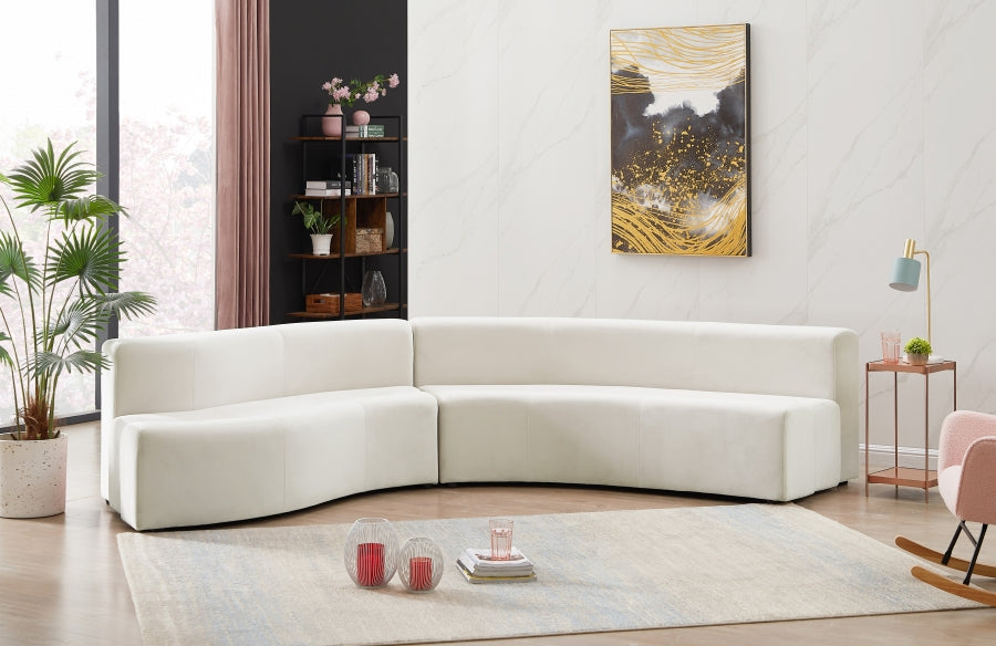 Meridian Furniture Curl Cream Velvet 2pc Sectional