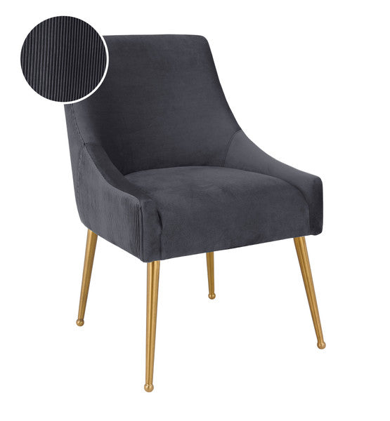 Cora Pleated Dark Grey Velvet Dining Chair