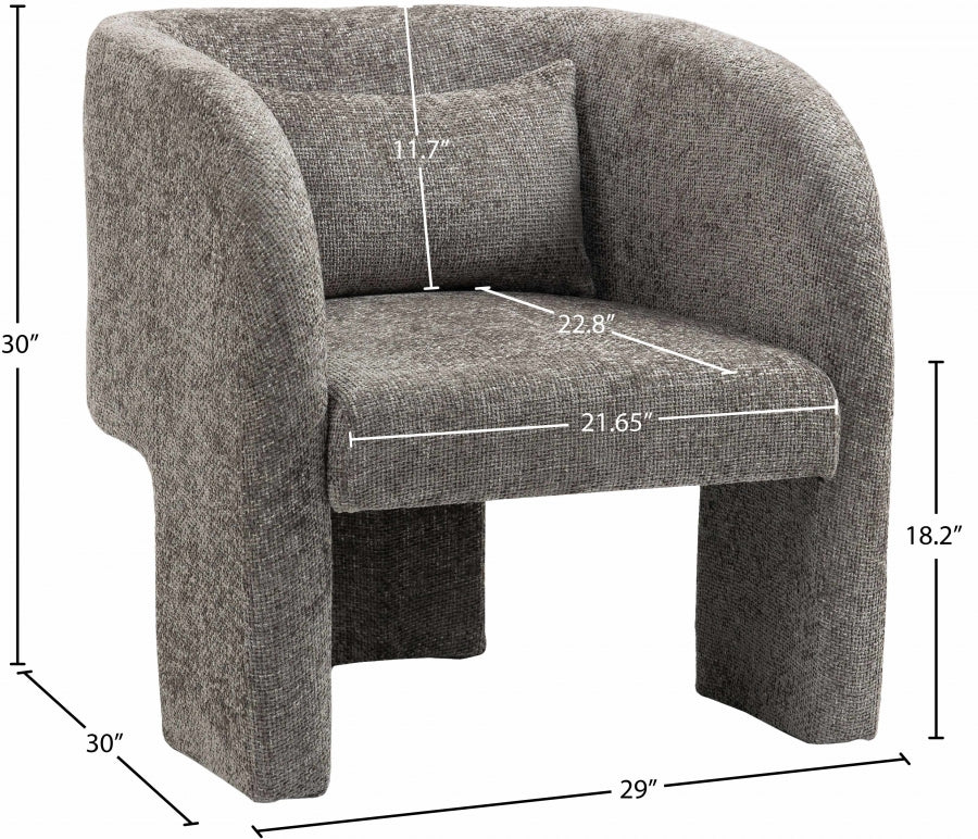 Lawyer Grey Chenille Fabric Accent Chair