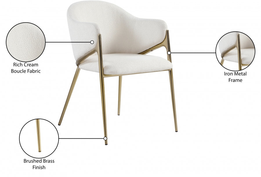 Nile Cream Boucle Fabric Dining Chair