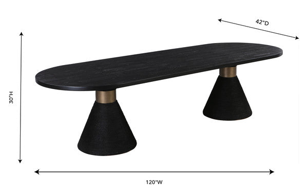 Nora Black Rope Oval Dining Table