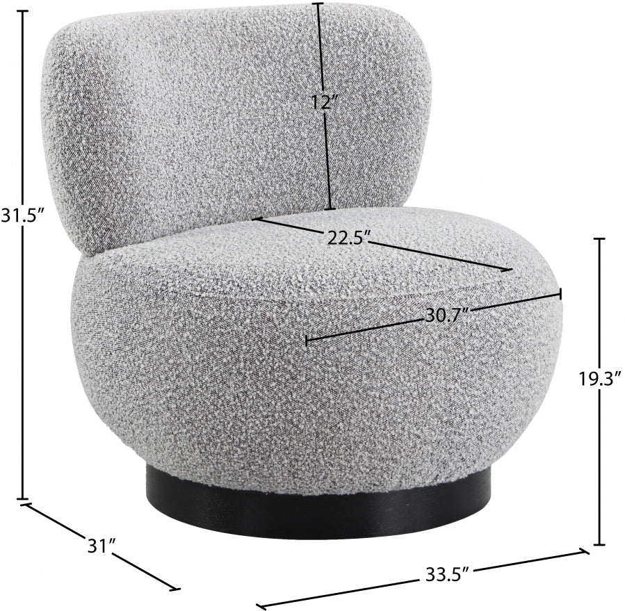 Calis Grey  Boucle Swivel Accent Chair