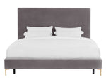 Likka Grey Velvet Queen Bed