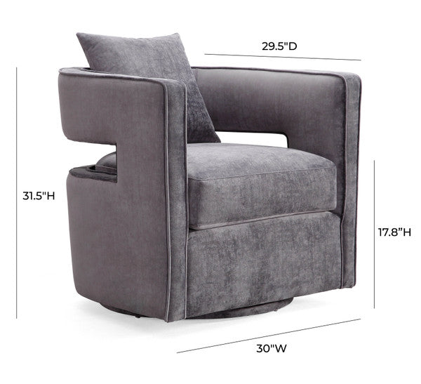 Lia Swivel Grey Accent Chair