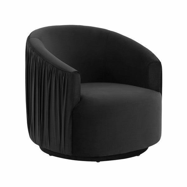 Paris Black Pleated Swivel Accent Chair